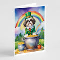 Shih Tzu St Patrick's Day Greeting Cards Pack of 8 Blank Cards with Envelopes Whimsical A7 Size 5x7
