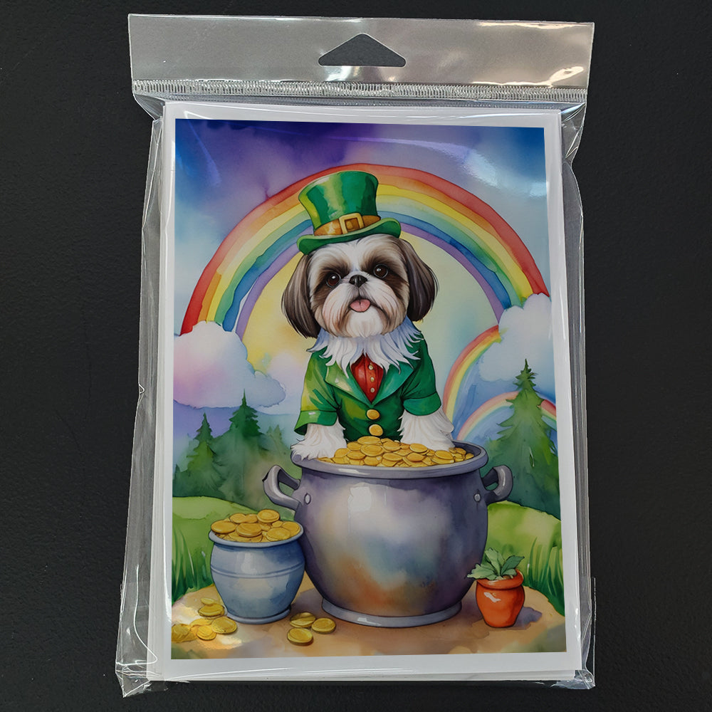 Shih Tzu St Patrick's Day Greeting Cards Pack of 8 Blank Cards with Envelopes Whimsical A7 Size 5x7