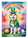 Siberian Husky St Patrick's Day House Flag 28x40 Porch Sleeve Pole Decorative Outside Yard Banner Artwork Wall Hanging, Polyester