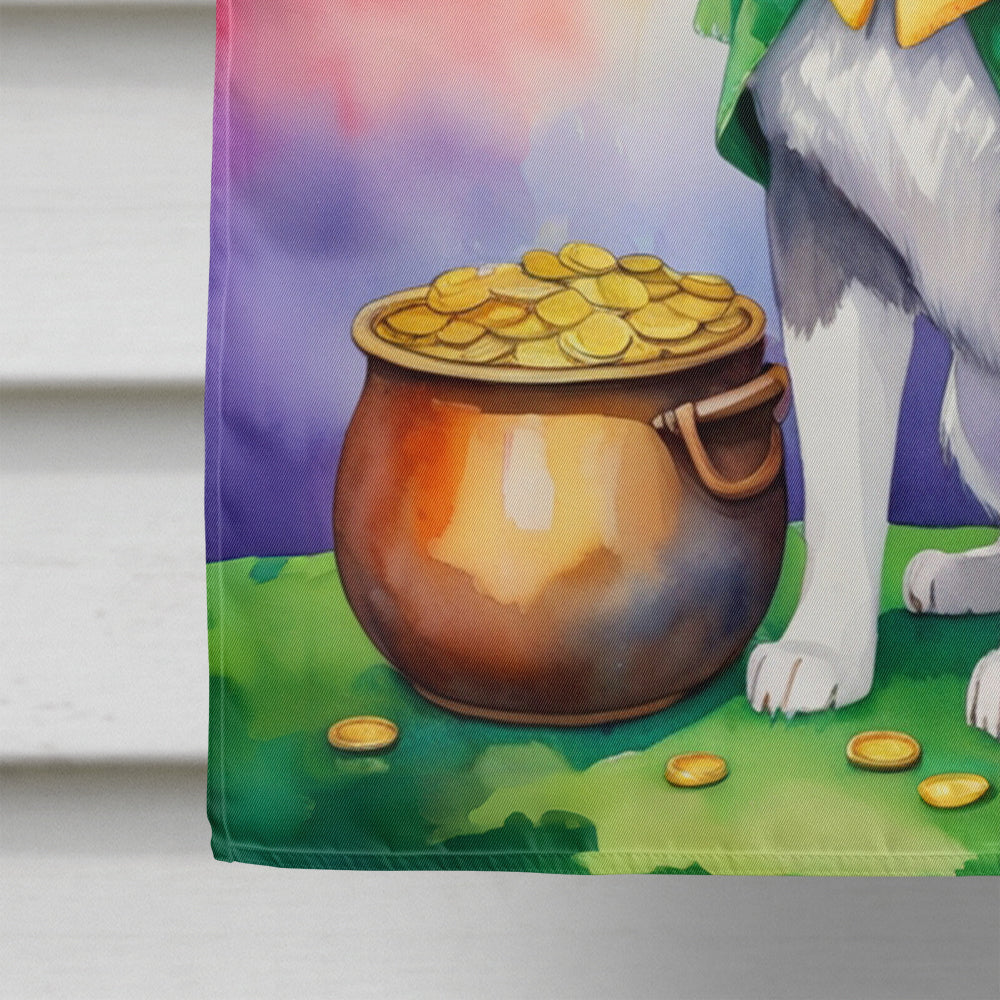 Siberian Husky St Patrick's Day House Flag 28x40 Porch Sleeve Pole Decorative Outside Yard Banner Artwork Wall Hanging, Polyester