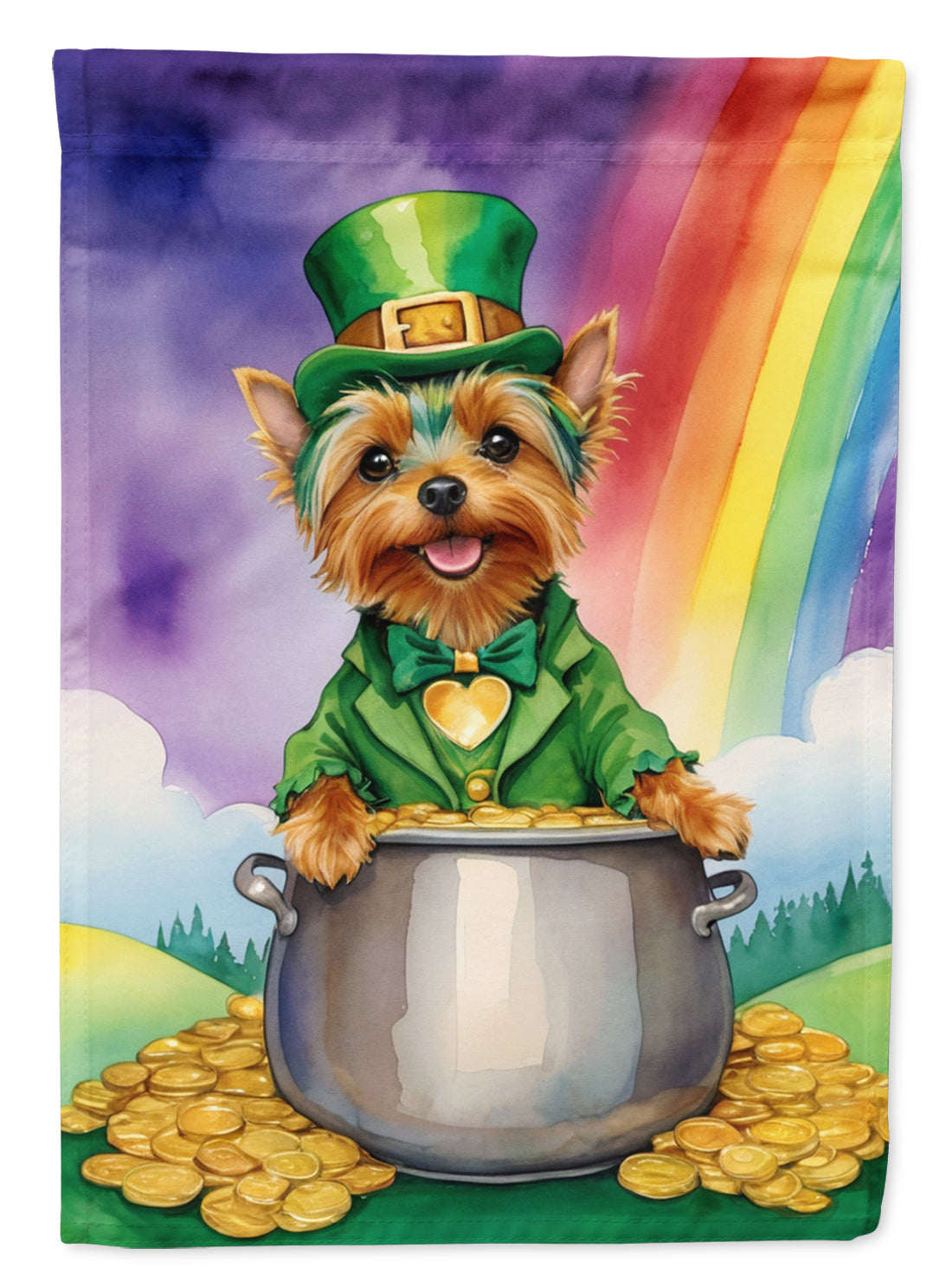 Silky Terrier St Patrick's Day House Flag 28x40 Porch Sleeve Pole Decorative Outside Yard Banner Artwork Wall Hanging, Polyester