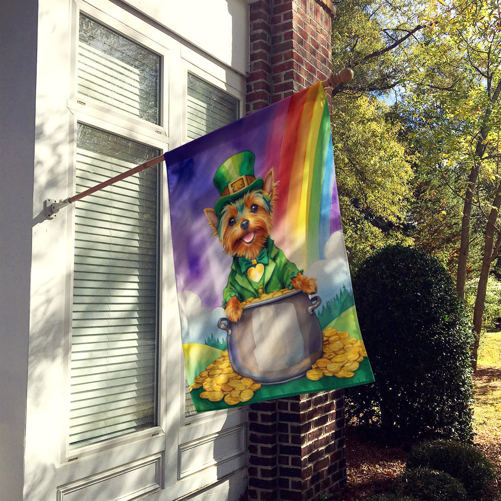 Silky Terrier St Patrick's Day House Flag 28x40 Porch Sleeve Pole Decorative Outside Yard Banner Artwork Wall Hanging, Polyester