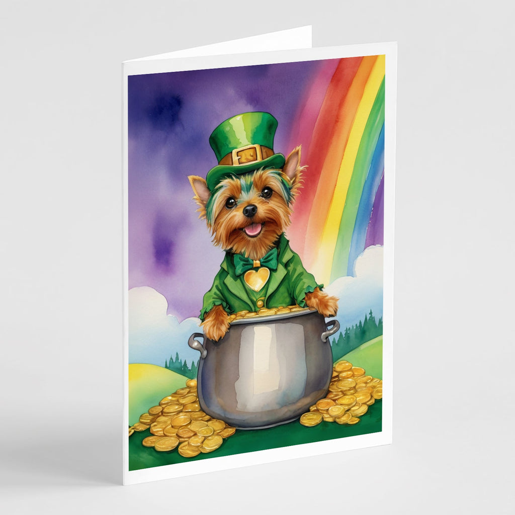 Silky Terrier St Patrick's Day Greeting Cards Pack of 8 Blank Cards with Envelopes Whimsical A7 Size 5x7