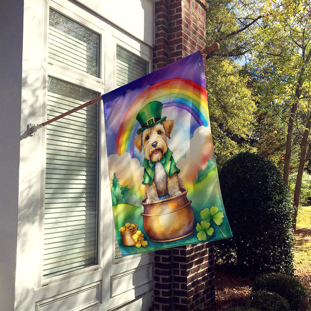 Wheaten Terrier St Patrick's Day House Flag 28x40 Porch Sleeve Pole Decorative Outside Yard Banner Artwork Wall Hanging, Polyester