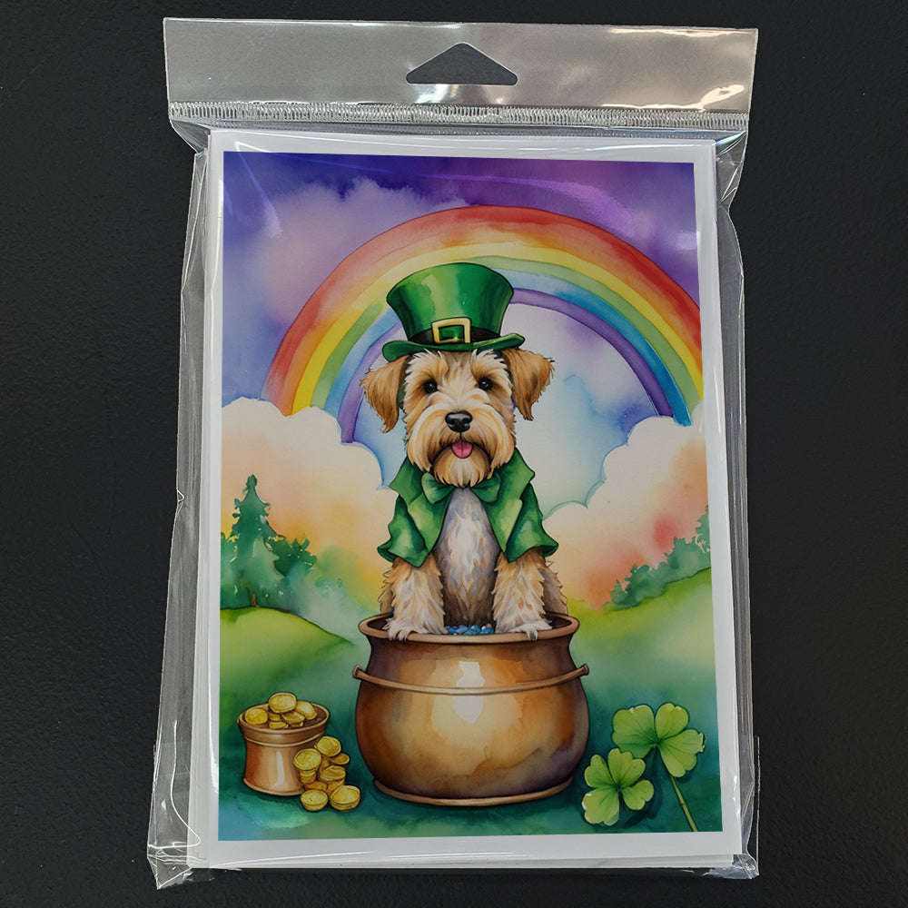 Wheaten Terrier St Patrick's Day Greeting Cards Pack of 8 Blank Cards with Envelopes Whimsical A7 Size 5x7
