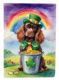 Sussex Spaniel St Patrick's Day House Flag 28x40 Porch Sleeve Pole Decorative Outside Yard Banner Artwork Wall Hanging, Polyester