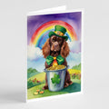 Sussex Spaniel St Patrick's Day Greeting Cards Pack of 8 Blank Cards with Envelopes Whimsical A7 Size 5x7