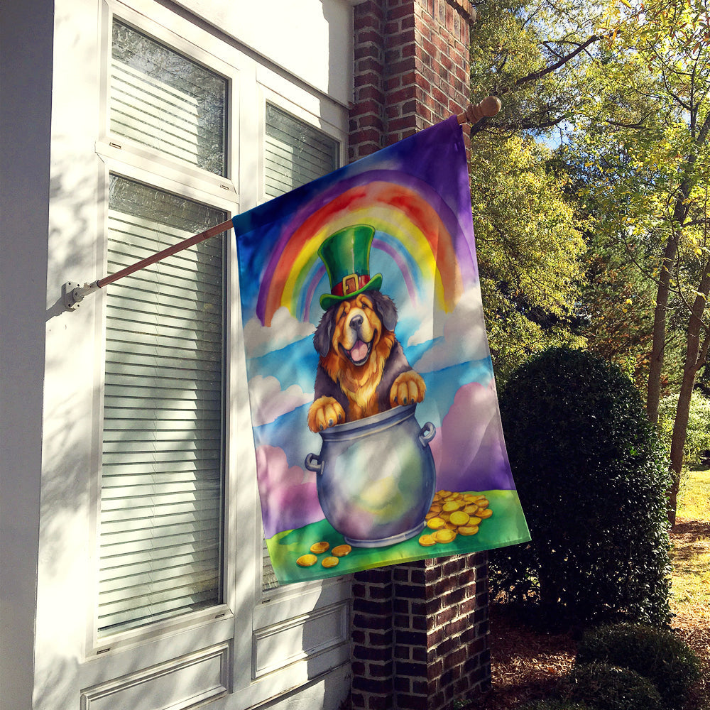 Tibetan Mastiff St Patrick's Day House Flag 28x40 Porch Sleeve Pole Decorative Outside Yard Banner Artwork Wall Hanging, Polyester