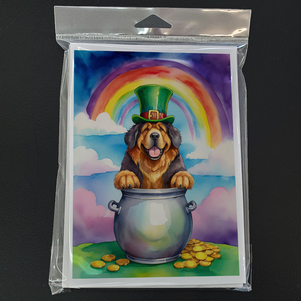 Tibetan Mastiff St Patrick's Day Greeting Cards Pack of 8 Blank Cards with Envelopes Whimsical A7 Size 5x7
