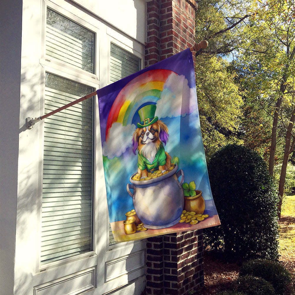 Tibetan Spaniel St Patrick's Day House Flag 28x40 Porch Sleeve Pole Decorative Outside Yard Banner Artwork Wall Hanging, Polyester