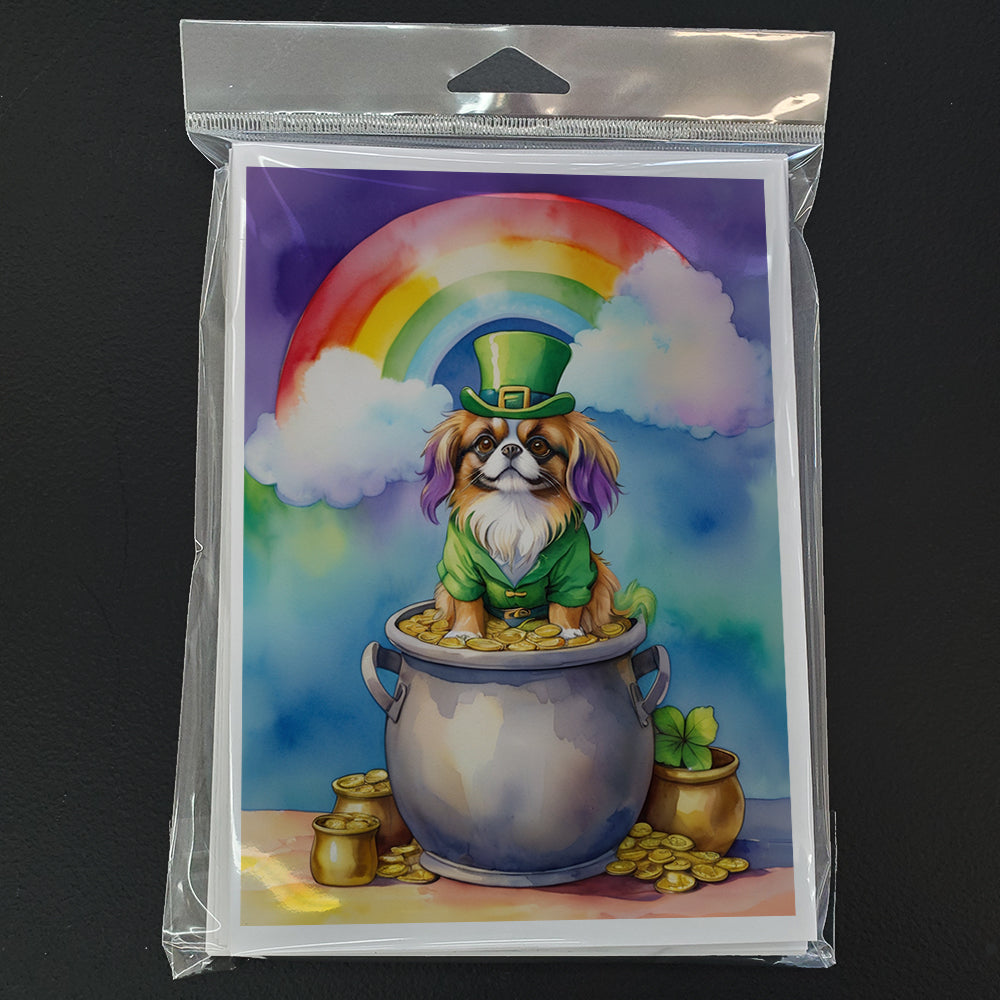 Tibetan Spaniel St Patrick's Day Greeting Cards Pack of 8 Blank Cards with Envelopes Whimsical A7 Size 5x7