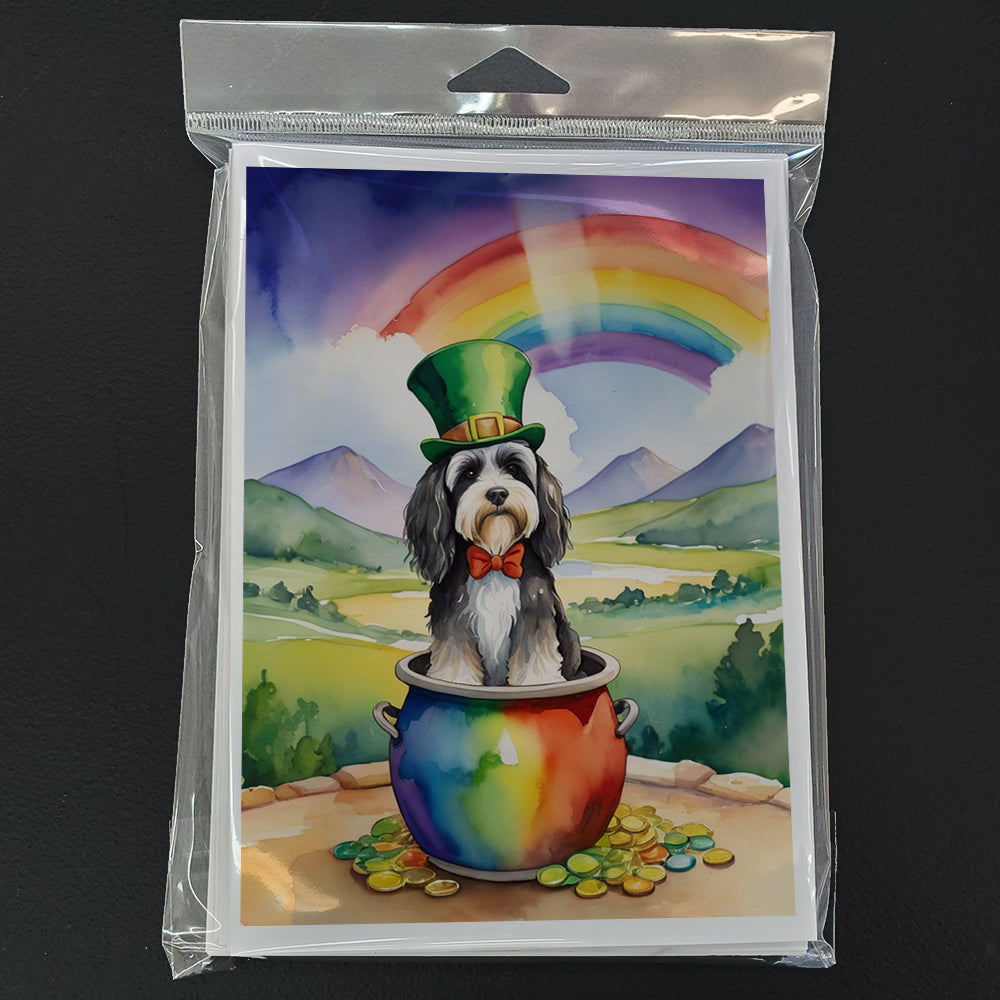 Tibetan Terrier St Patrick's Day Greeting Cards Pack of 8 Blank Cards with Envelopes Whimsical A7 Size 5x7