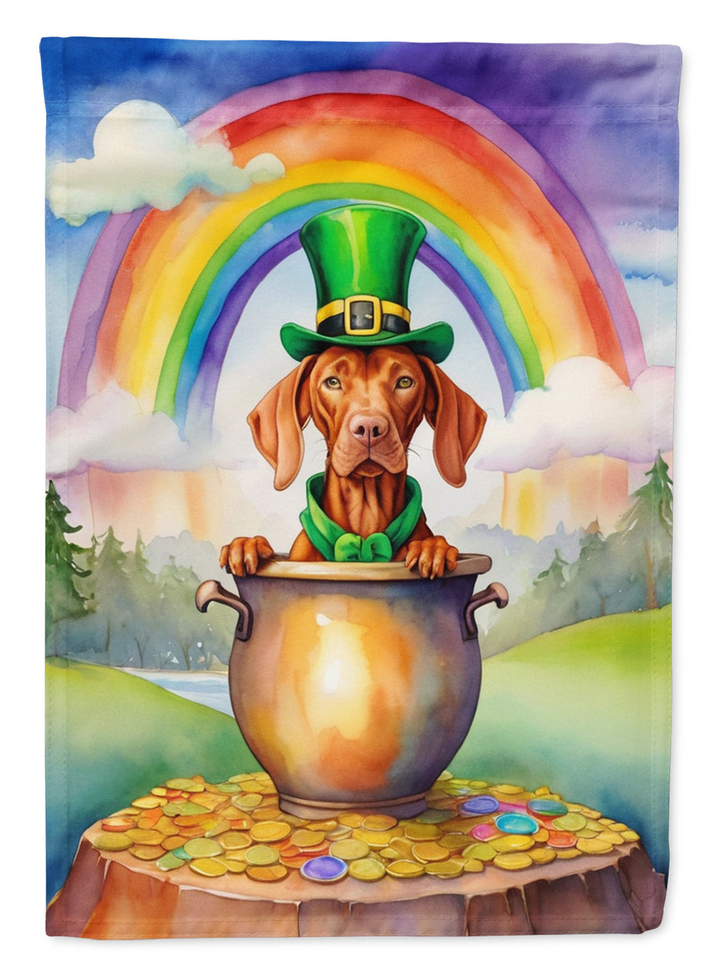 Vizsla St Patrick's Day House Flag 28x40 Porch Sleeve Pole Decorative Outside Yard Banner Artwork Wall Hanging, Polyester