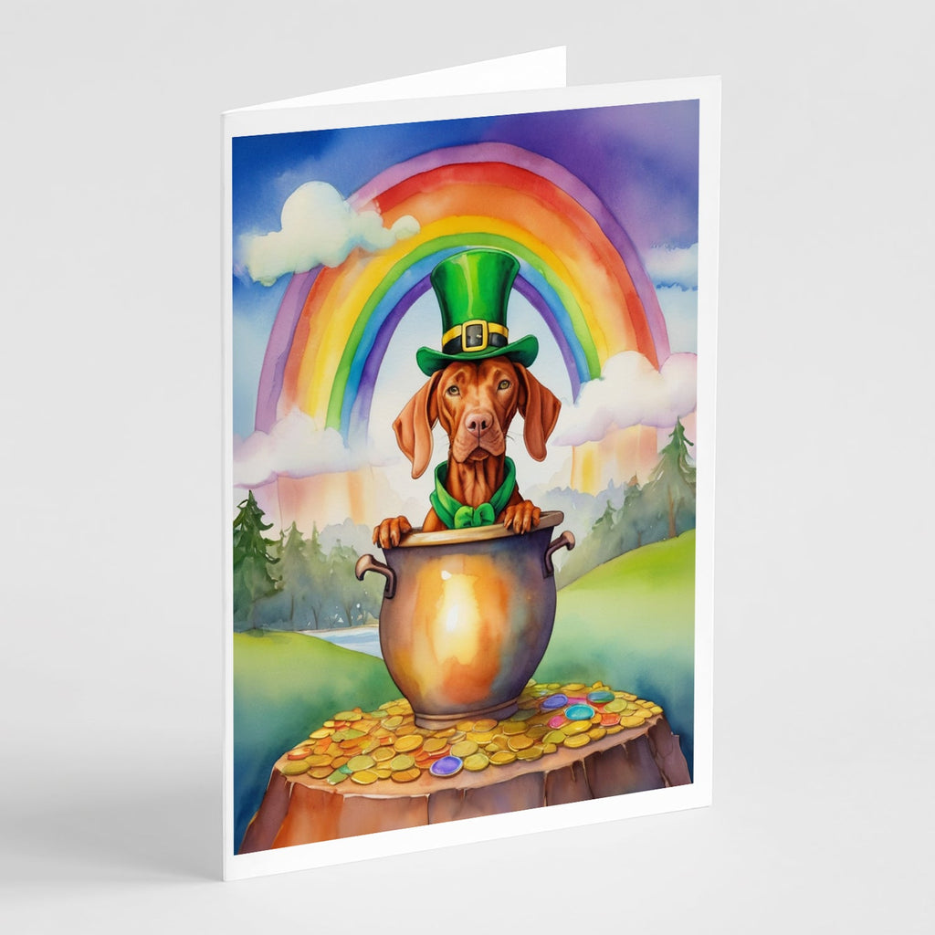 Vizsla St Patrick's Day Greeting Cards Pack of 8 Blank Cards with Envelopes Whimsical A7 Size 5x7