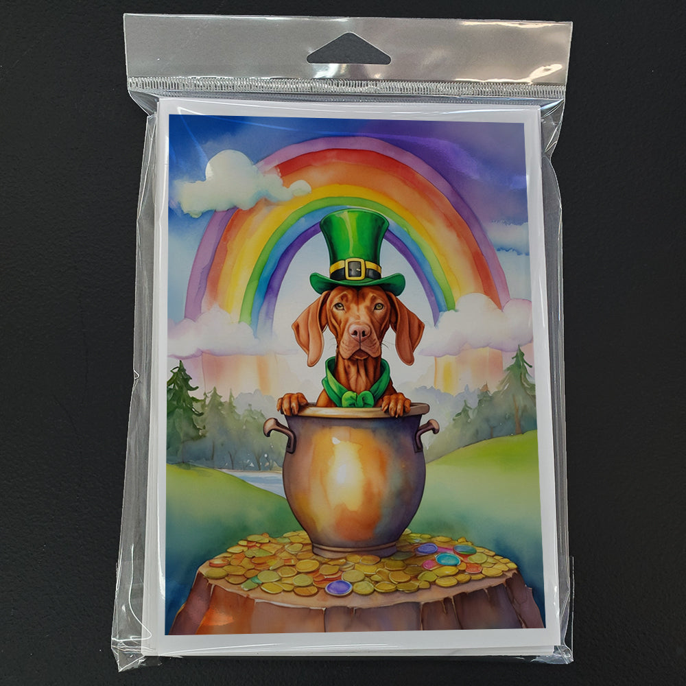 Vizsla St Patrick's Day Greeting Cards Pack of 8 Blank Cards with Envelopes Whimsical A7 Size 5x7