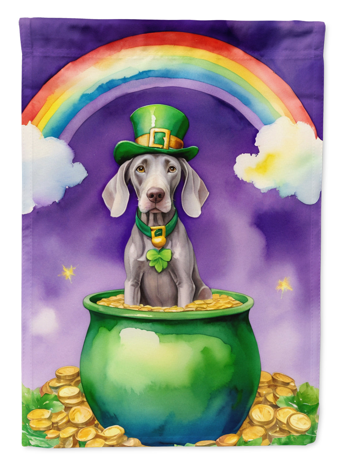 Weimaraner St Patrick's Day House Flag 28x40 Porch Sleeve Pole Decorative Outside Yard Banner Artwork Wall Hanging, Polyester