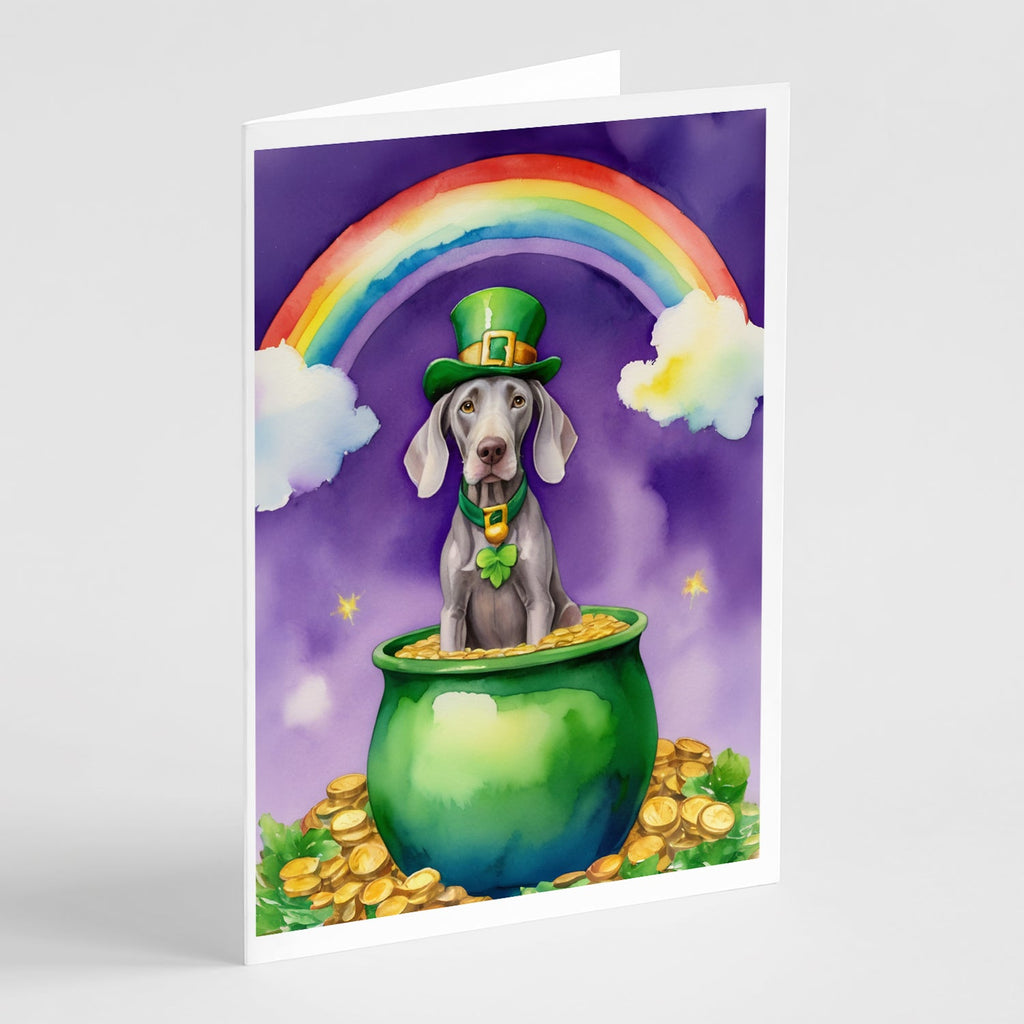 Weimaraner St Patrick's Day Greeting Cards Pack of 8 Blank Cards with Envelopes Whimsical A7 Size 5x7