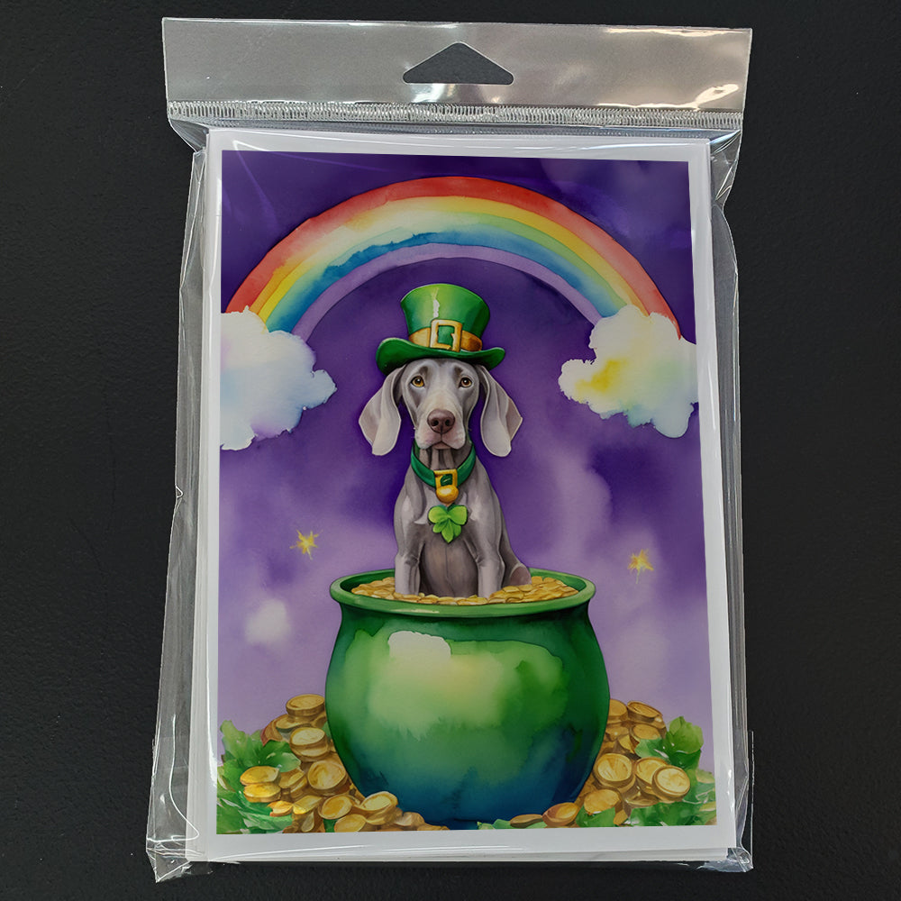 Weimaraner St Patrick's Day Greeting Cards Pack of 8 Blank Cards with Envelopes Whimsical A7 Size 5x7