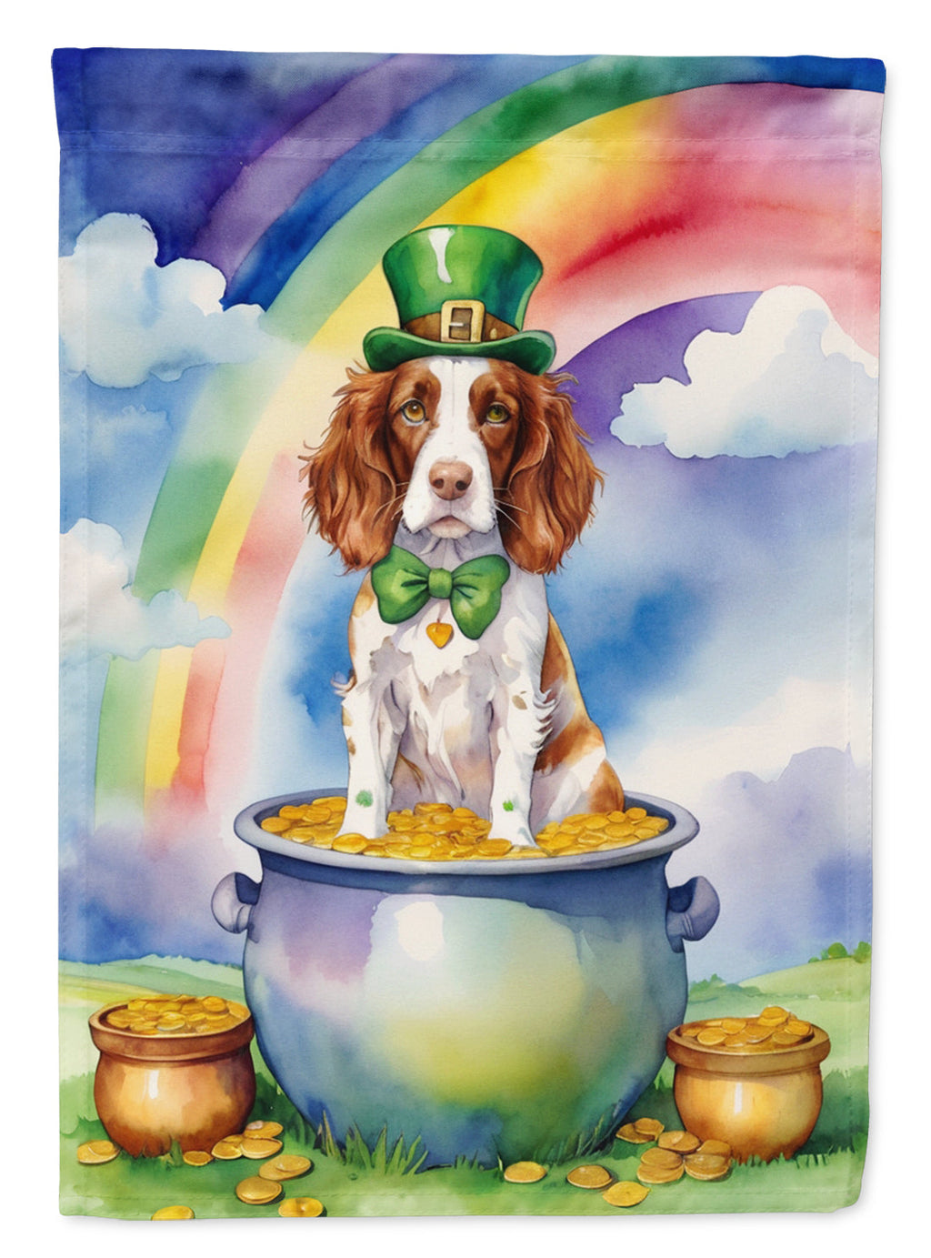Welsh Springer Spaniel St Patrick's Day House Flag 28x40 Porch Sleeve Pole Decorative Outside Yard Banner Artwork Wall Hanging, Polyester