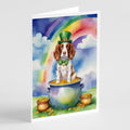Welsh Springer Spaniel St Patrick's Day Greeting Cards Pack of 8 Blank Cards with Envelopes Whimsical A7 Size 5x7
