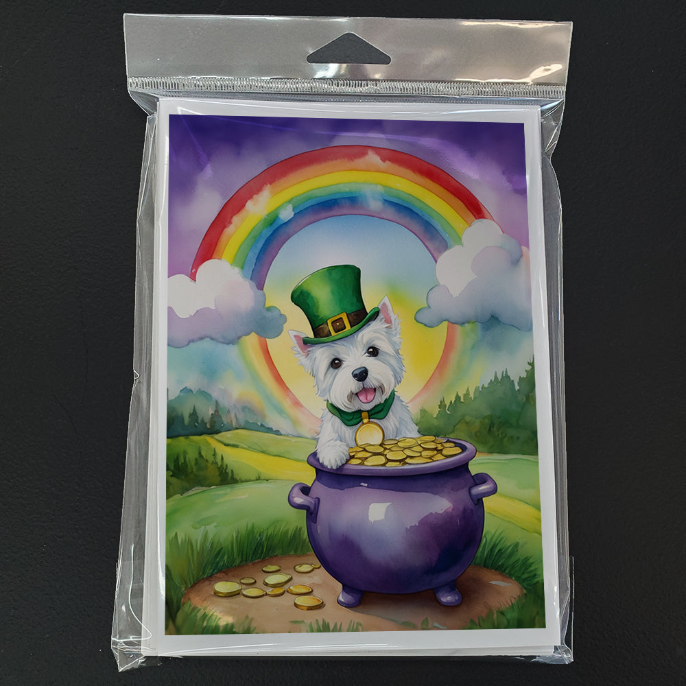 Westie St Patrick's Day Greeting Cards Pack of 8 Blank Cards with Envelopes Whimsical A7 Size 5x7