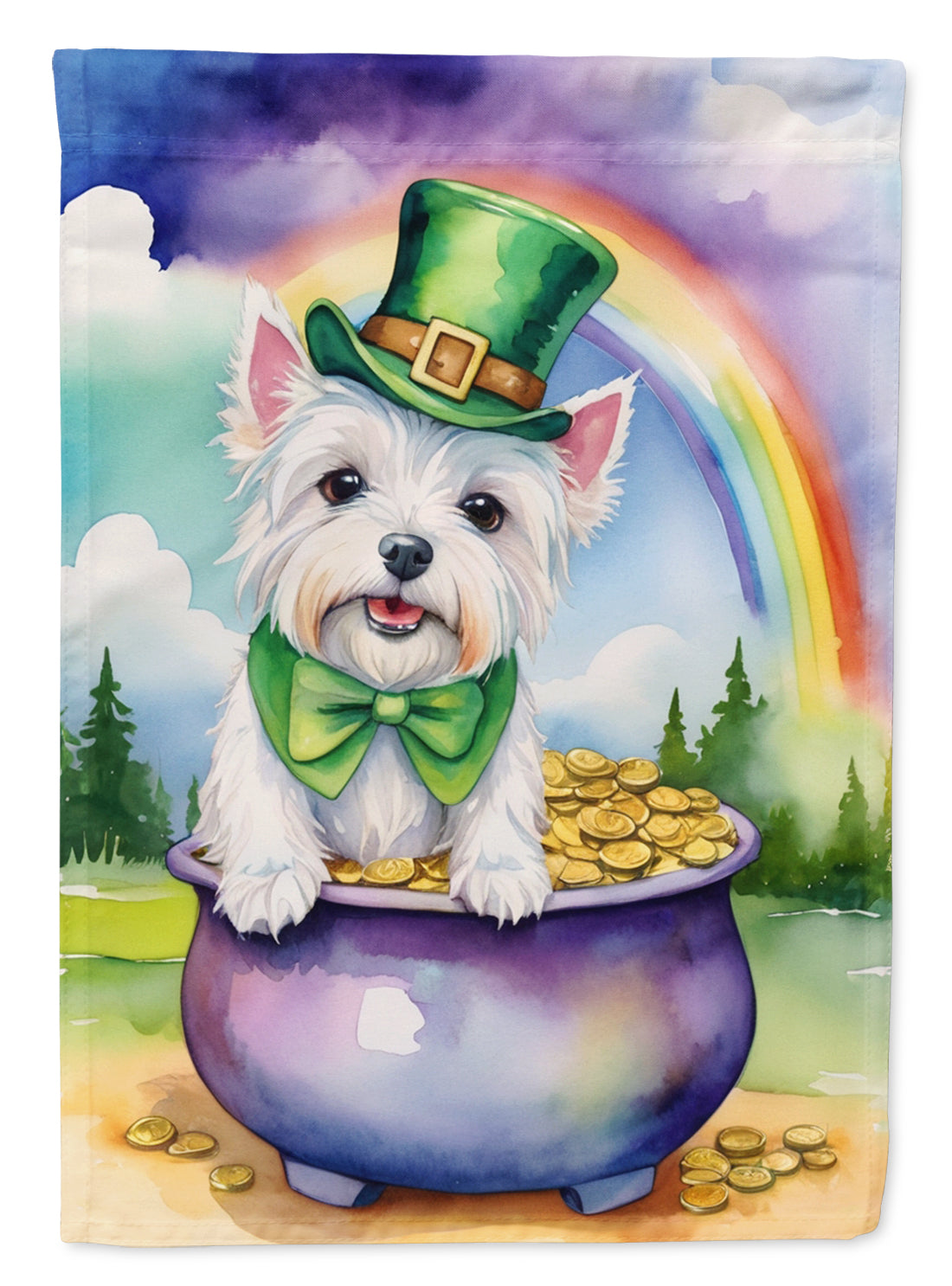 Westie St Patrick's Day House Flag 28x40 Porch Sleeve Pole Decorative Outside Yard Banner Artwork Wall Hanging, Polyester