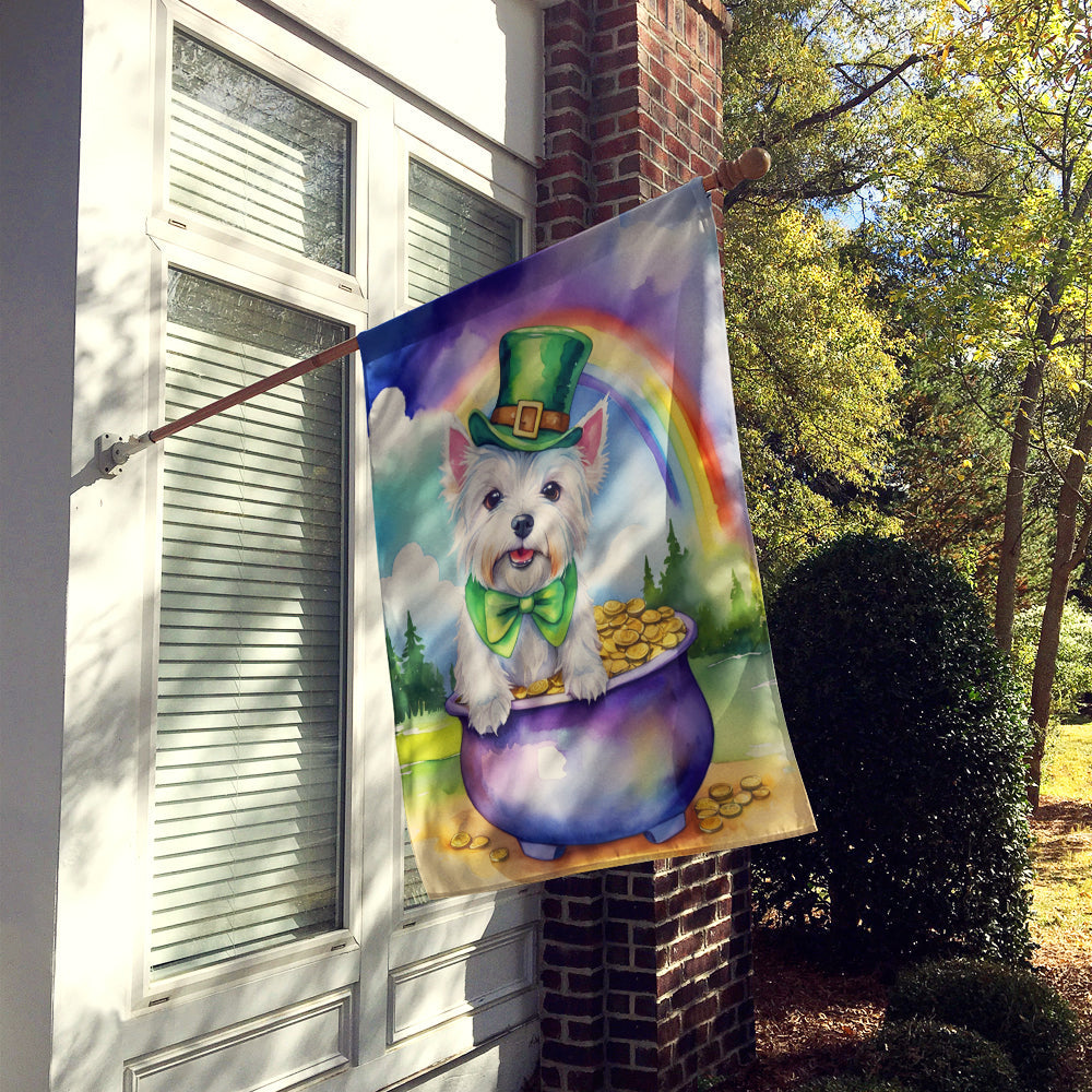 Westie St Patrick's Day House Flag 28x40 Porch Sleeve Pole Decorative Outside Yard Banner Artwork Wall Hanging, Polyester