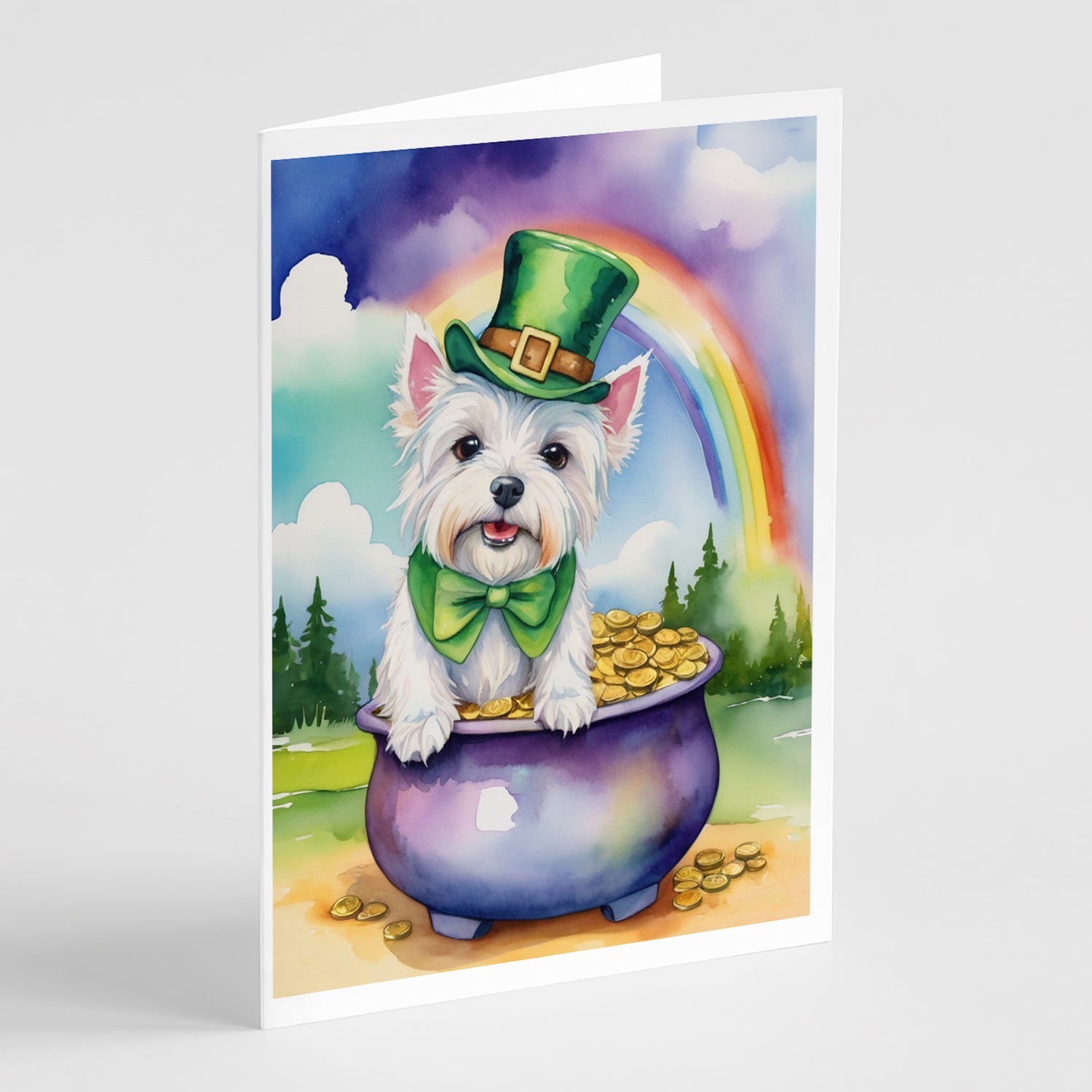 Westie St Patrick's Day Greeting Cards Pack of 8 Blank Cards with Envelopes Whimsical A7 Size 5x7