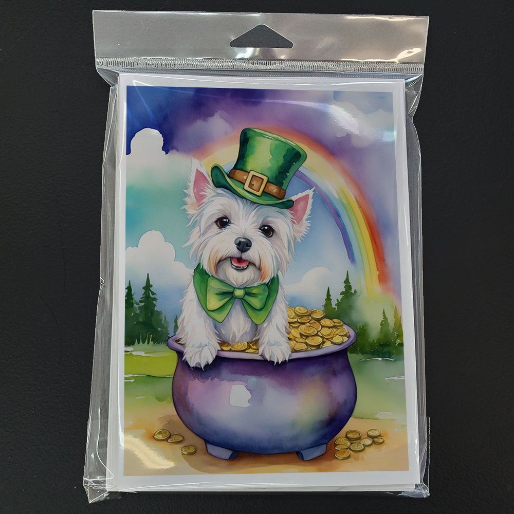 Westie St Patrick's Day Greeting Cards Pack of 8 Blank Cards with Envelopes Whimsical A7 Size 5x7