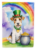 Fox Terrier St Patrick's Day House Flag 28x40 Porch Sleeve Pole Decorative Outside Yard Banner Artwork Wall Hanging, Polyester