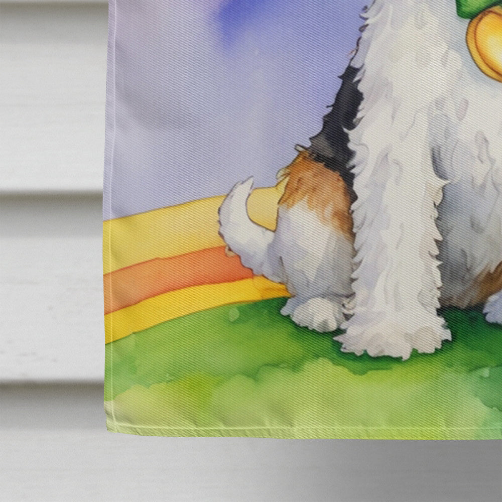 Fox Terrier St Patrick's Day House Flag 28x40 Porch Sleeve Pole Decorative Outside Yard Banner Artwork Wall Hanging, Polyester