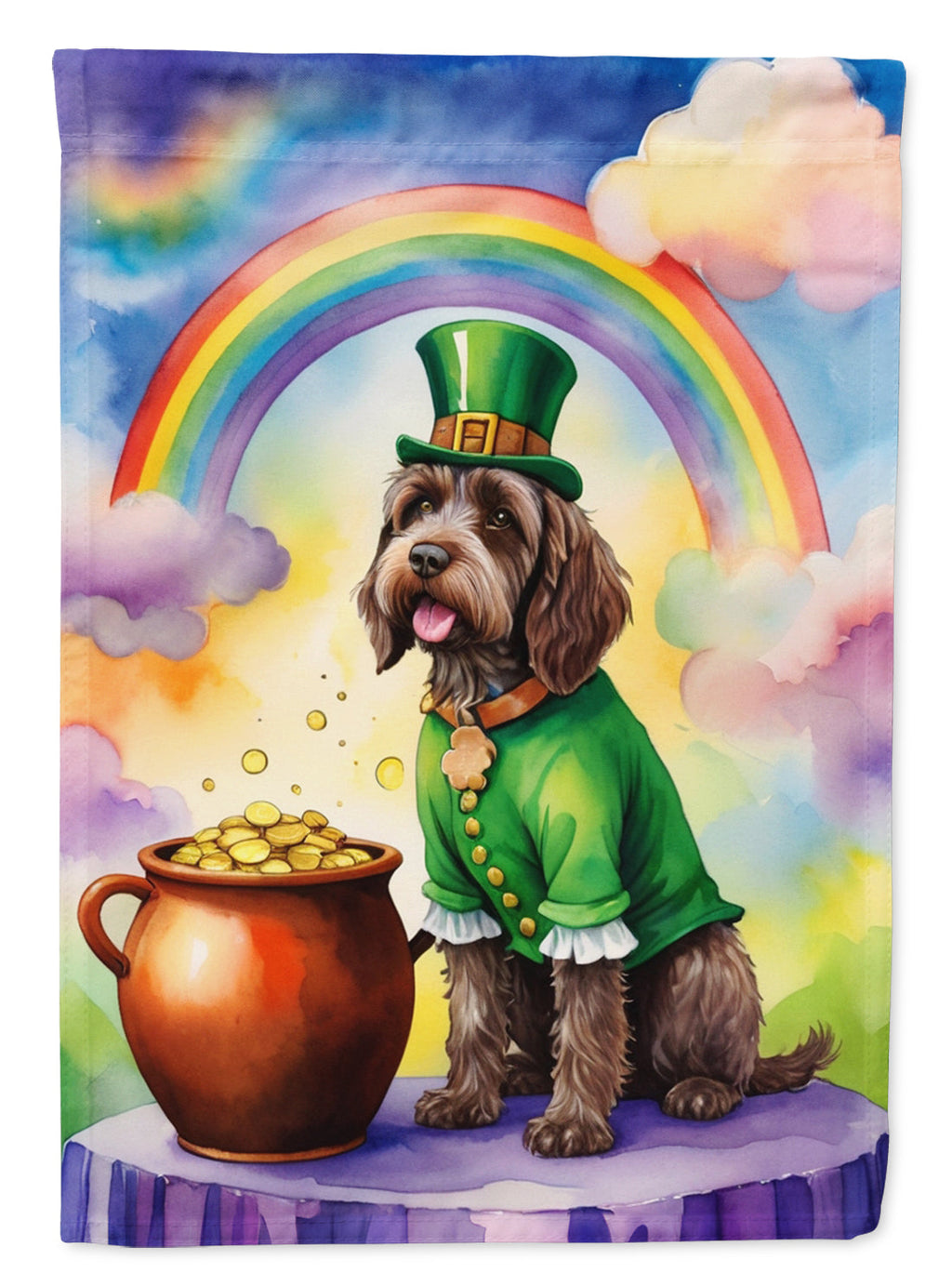 Wirehaired Pointing Griffon St Patrick's Day House Flag 28x40 Porch Sleeve Pole Decorative Outside Yard Banner Artwork Wall Hanging, Polyester