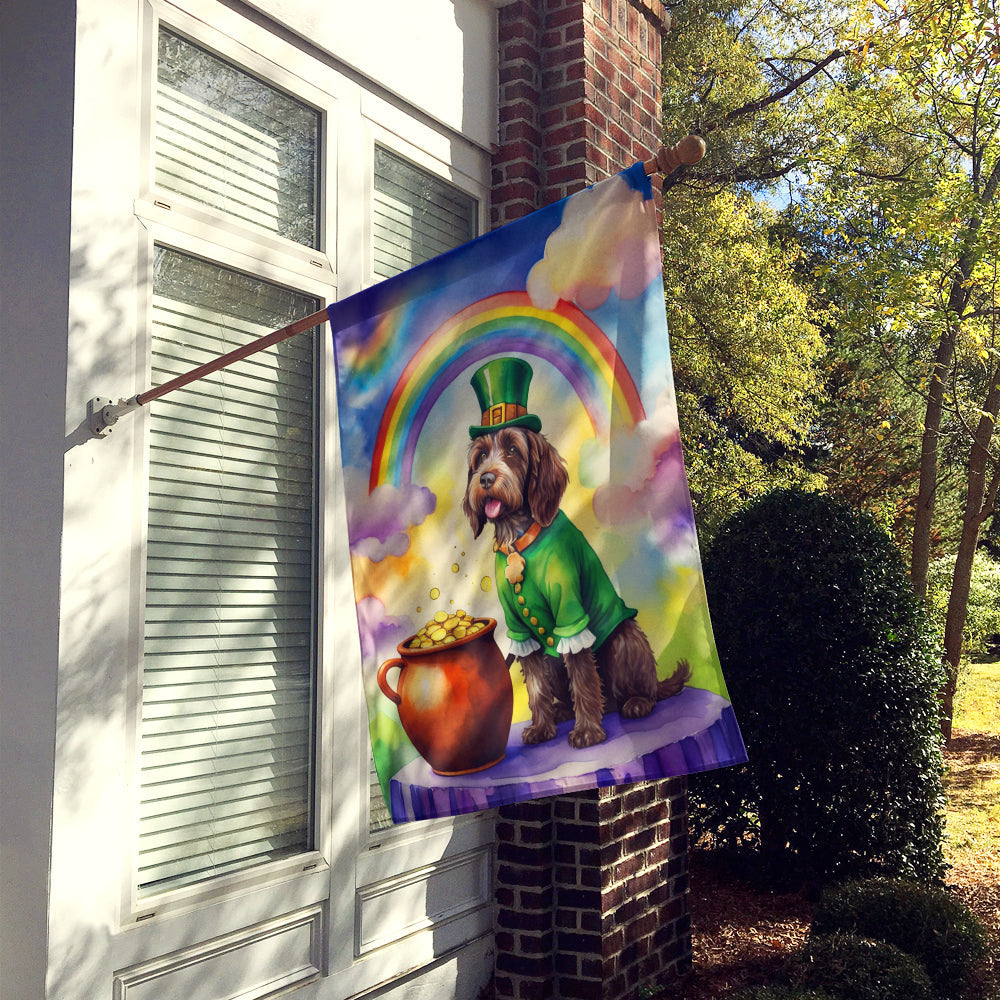 Wirehaired Pointing Griffon St Patrick's Day House Flag 28x40 Porch Sleeve Pole Decorative Outside Yard Banner Artwork Wall Hanging, Polyester