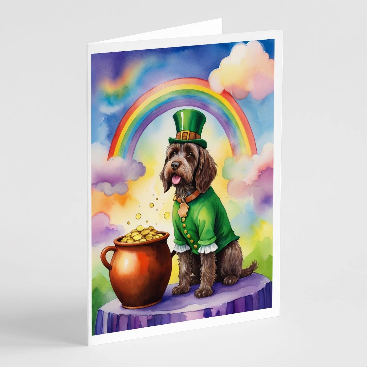 Wirehaired Pointing Griffon St Patrick's Day Greeting Cards Pack of 8 Blank Cards with Envelopes Whimsical A7 Size 5x7