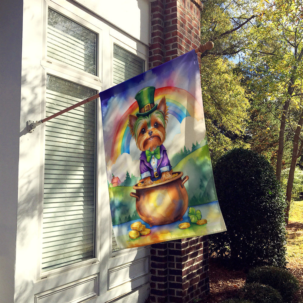 Yorkshire Terrier St Patrick's Day House Flag 28x40 Porch Sleeve Pole Decorative Outside Yard Banner Artwork Wall Hanging, Polyester