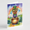 Yorkshire Terrier St Patrick's Day Greeting Cards Pack of 8 Blank Cards with Envelopes Whimsical A7 Size 5x7