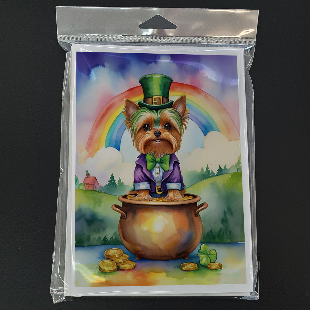Yorkshire Terrier St Patrick's Day Greeting Cards Pack of 8 Blank Cards with Envelopes Whimsical A7 Size 5x7