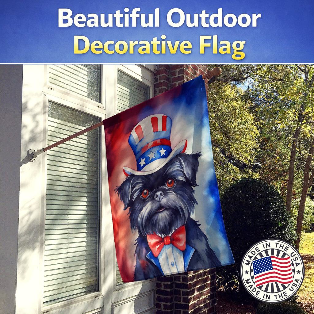 Affenpinscher Patriotic American House Flag 28x40 Porch Sleeve Pole Decorative Outside Yard Banner Artwork Wall Hanging, Polyester