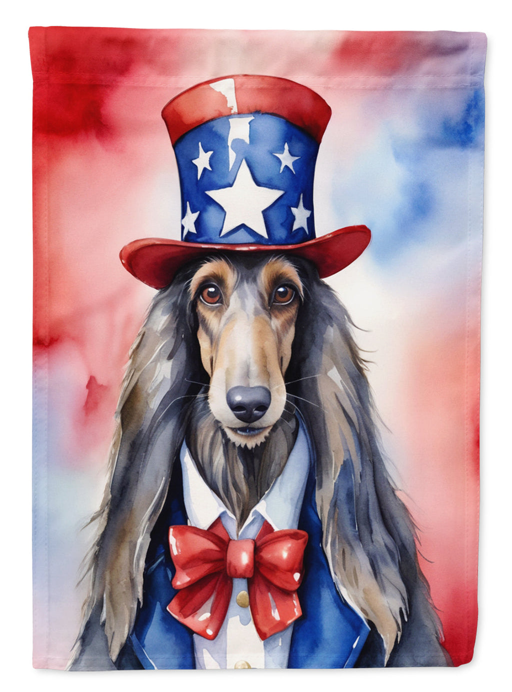 Afghan Hound Patriotic American House Flag 28x40 Porch Sleeve Pole Decorative Outside Yard Banner Artwork Wall Hanging, Polyester
