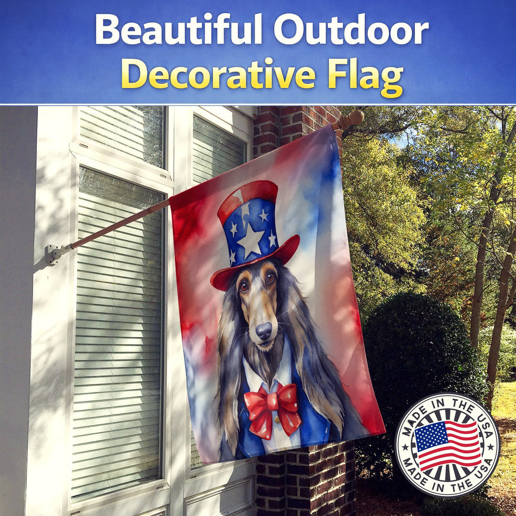 Afghan Hound Patriotic American House Flag 28x40 Porch Sleeve Pole Decorative Outside Yard Banner Artwork Wall Hanging, Polyester
