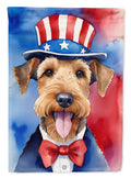 Airedale Terrier Patriotic American House Flag 28x40 Porch Sleeve Pole Decorative Outside Yard Banner Artwork Wall Hanging, Polyester