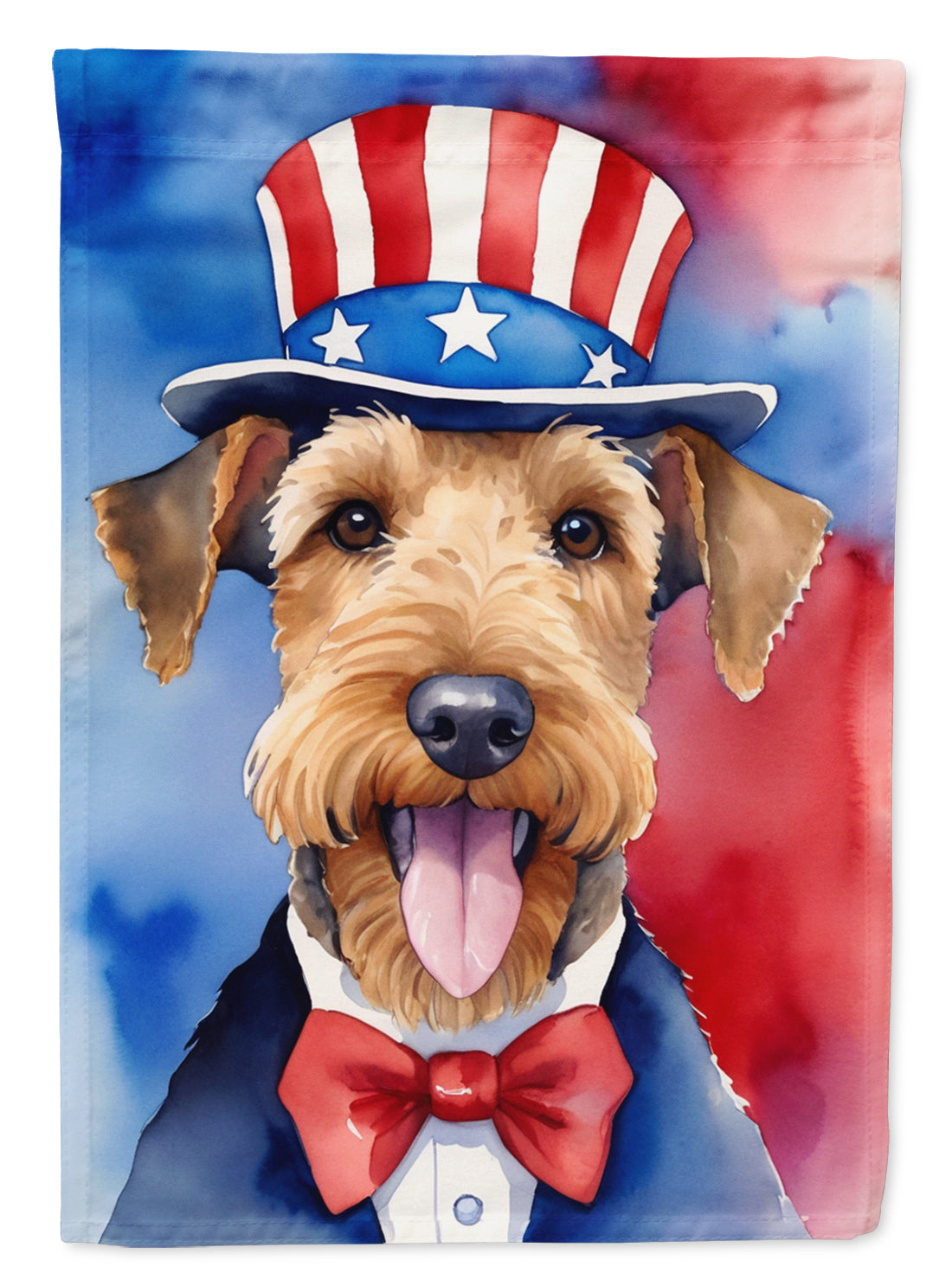 Airedale Terrier Patriotic American House Flag 28x40 Porch Sleeve Pole Decorative Outside Yard Banner Artwork Wall Hanging, Polyester