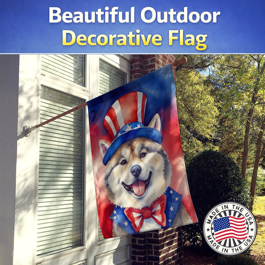 Akita Patriotic American House Flag 28x40 Porch Sleeve Pole Decorative Outside Yard Banner Artwork Wall Hanging, Polyester