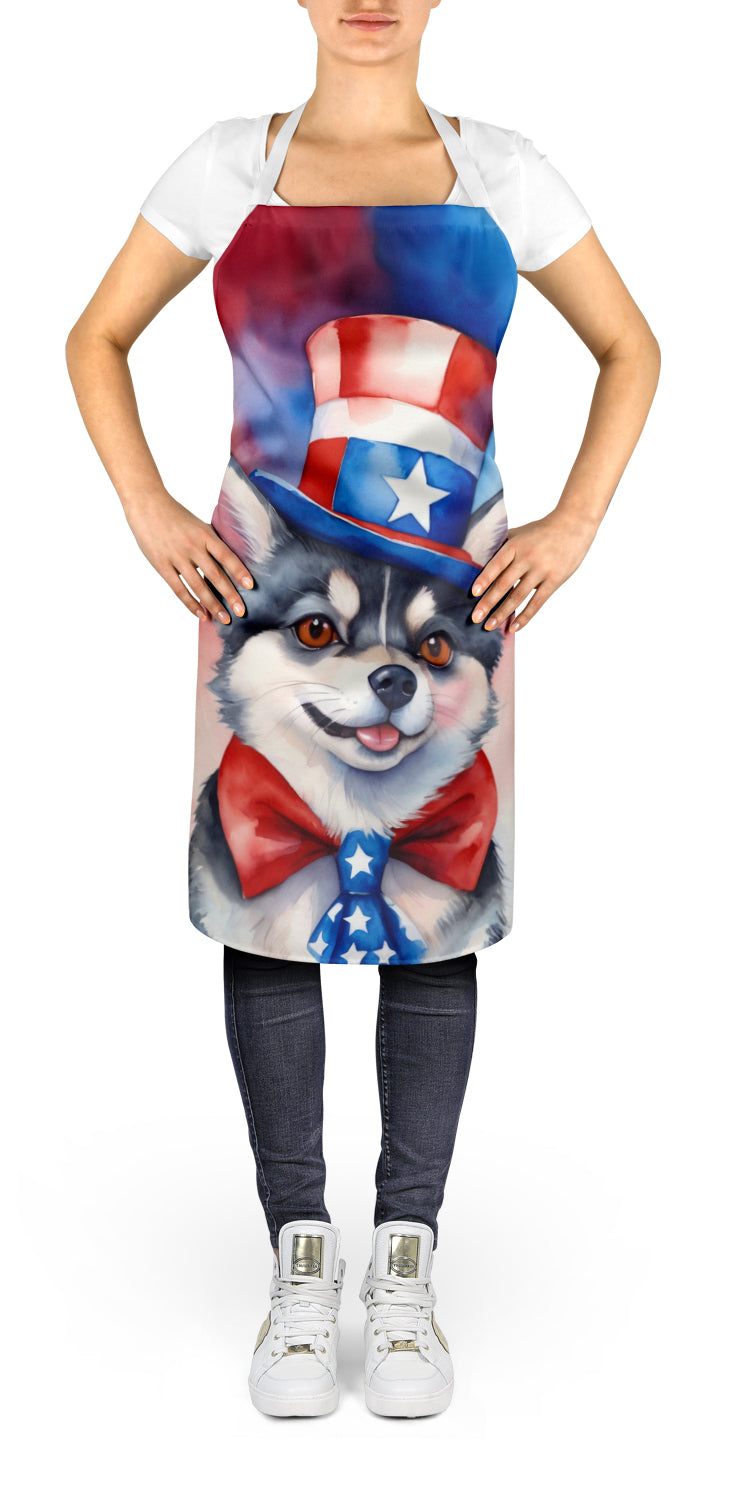 Alaskan Klee Kai Patriotic American Apron Cooking Kitchen Server Baking Crafts Gardening for Adult Women Men, Unisex, Large, Multicolor