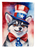 Alaskan Klee Kai Patriotic American House Flag 28x40 Porch Sleeve Pole Decorative Outside Yard Banner Artwork Wall Hanging, Polyester