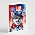 Alaskan Klee Kai Patriotic American Greeting Cards Pack of 8 Blank Cards with Envelopes Whimsical A7 Size 5x7
