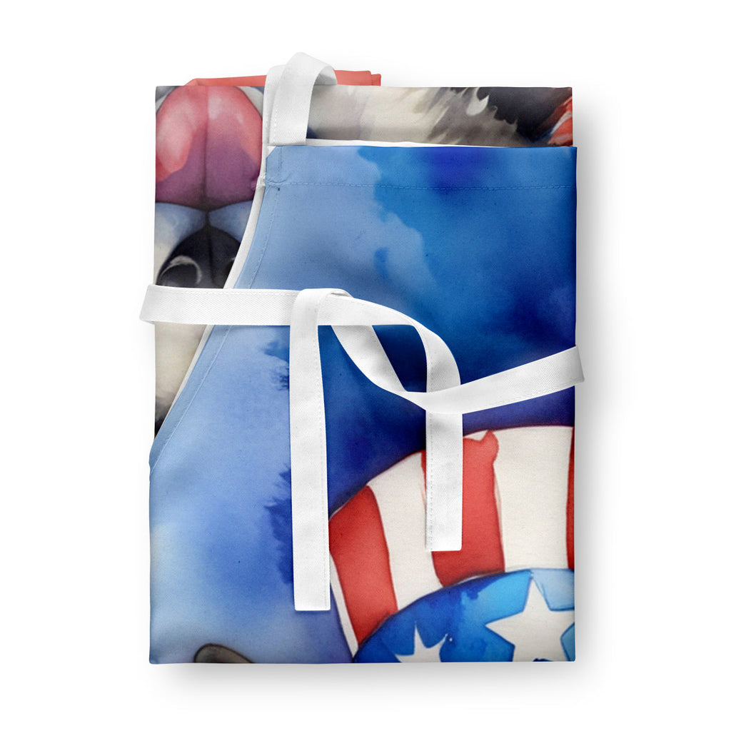 Alaskan Malamute Patriotic American Apron Cooking Kitchen Server Baking Crafts Gardening for Adult Women Men, Unisex, Large, Multicolor