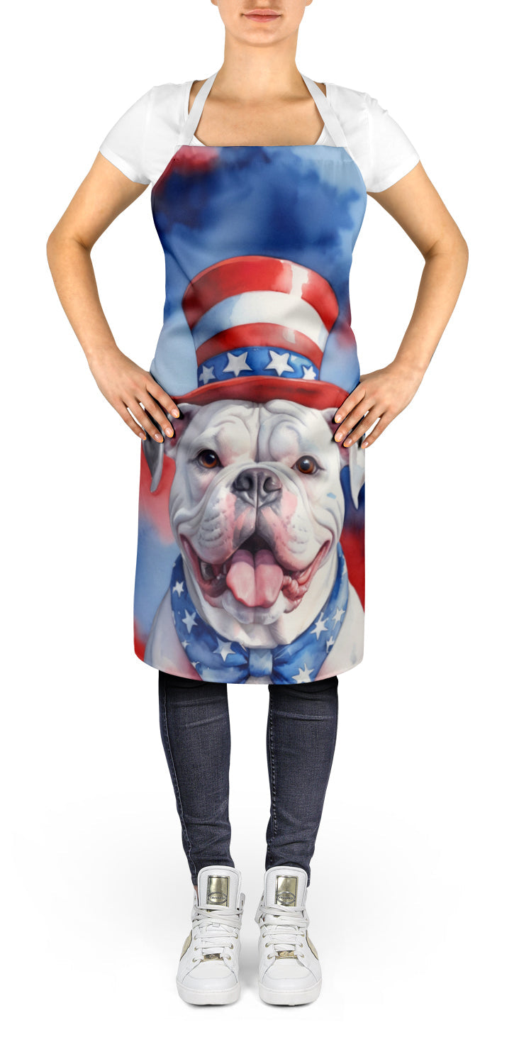 American Bulldog Patriotic American Apron Cooking Kitchen Server Baking Crafts Gardening for Adult Women Men, Unisex, Large, Multicolor