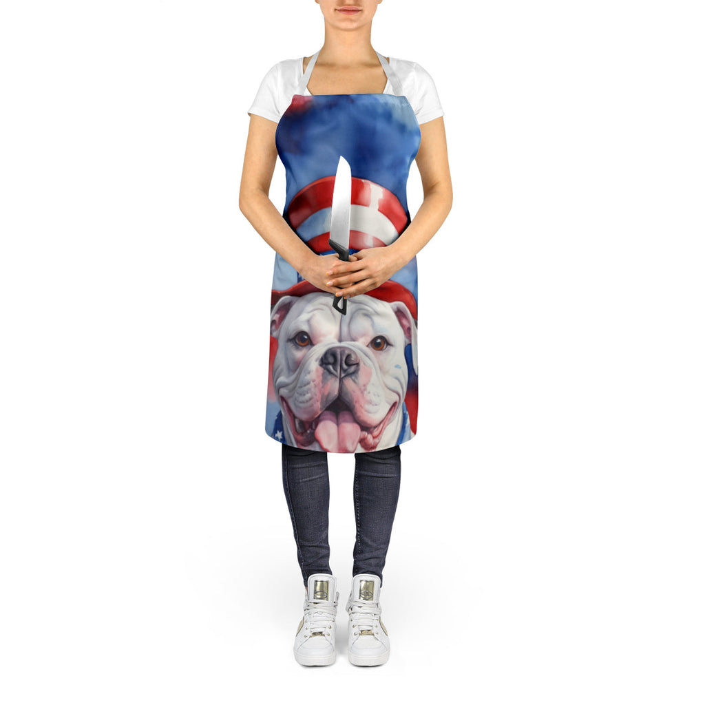 American Bulldog Patriotic American Apron Cooking Kitchen Server Baking Crafts Gardening for Adult Women Men, Unisex, Large, Multicolor
