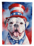 American Bulldog Patriotic American House Flag 28x40 Porch Sleeve Pole Decorative Outside Yard Banner Artwork Wall Hanging, Polyester